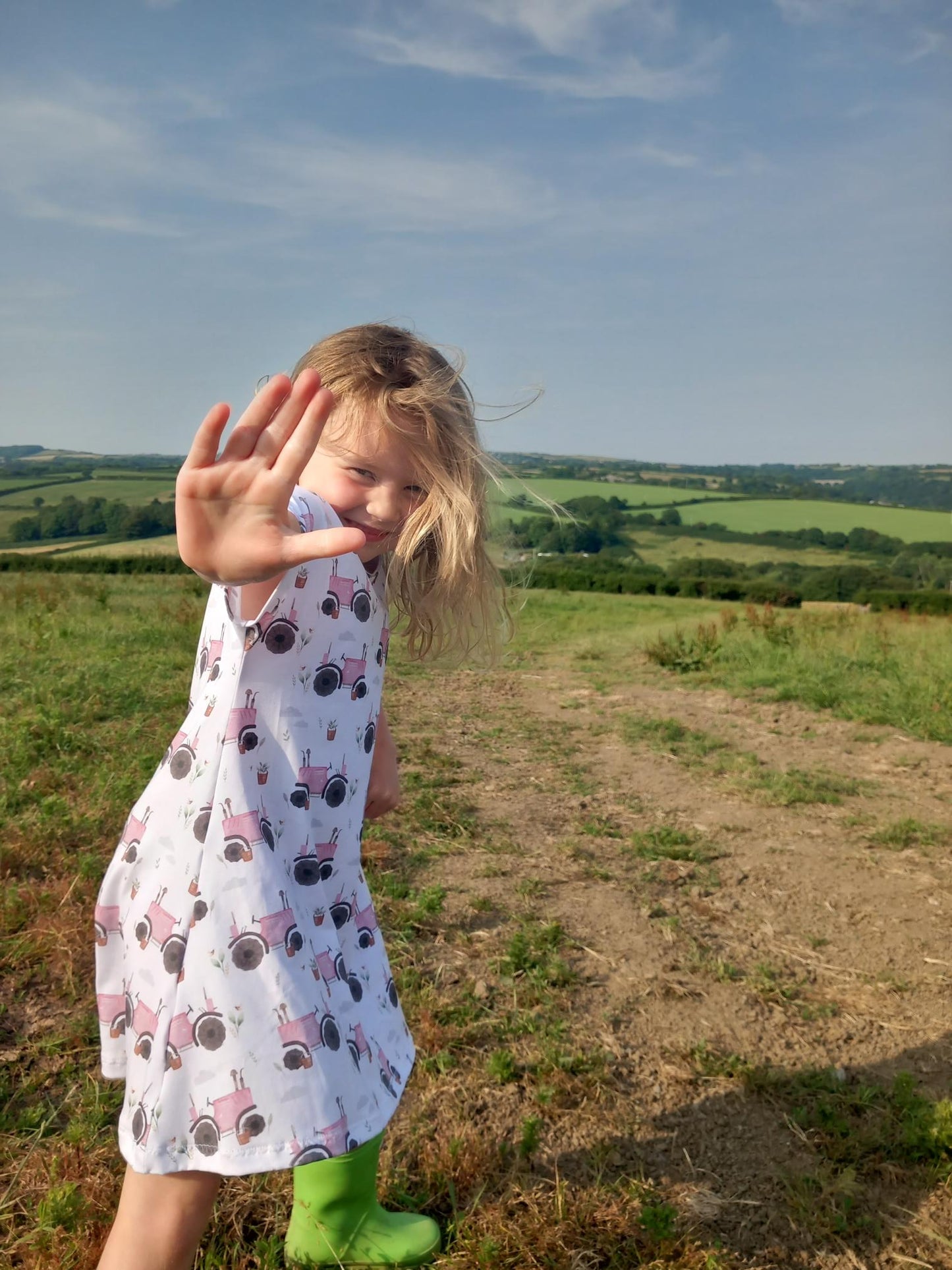 Pink tractor dress