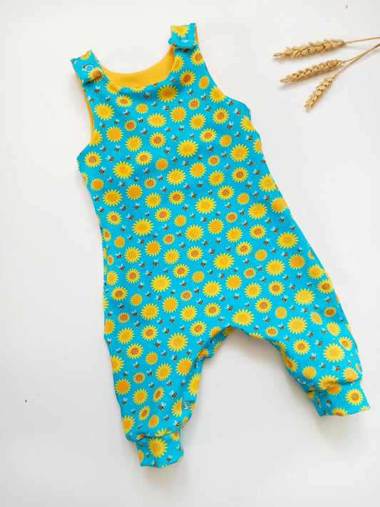 Sunflower dungaree romper