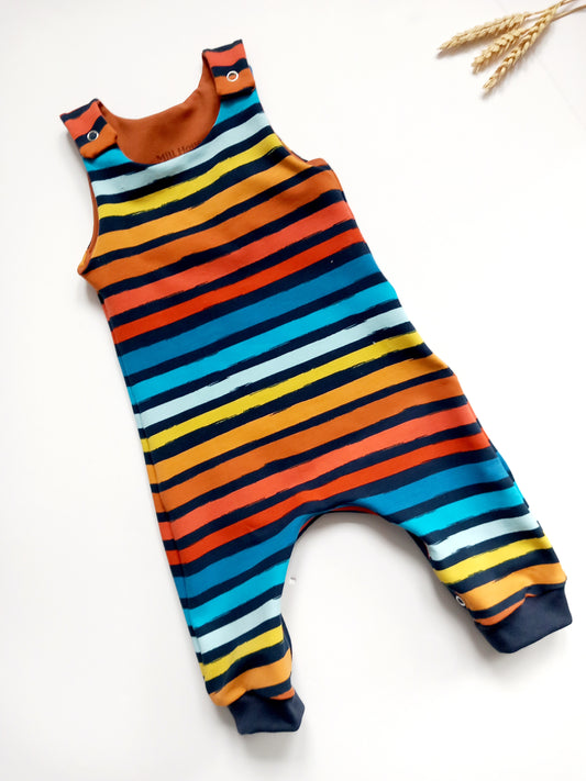 Dark stripes dungaree romper