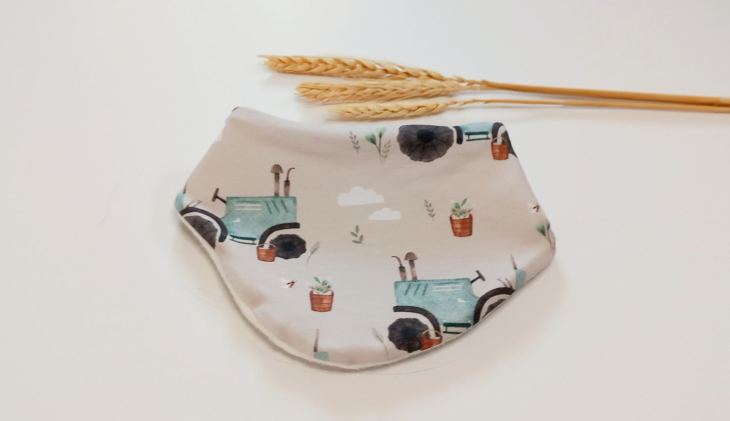 Teal tractors dribble bib