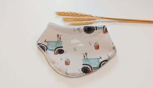 Teal tractors dribble bib