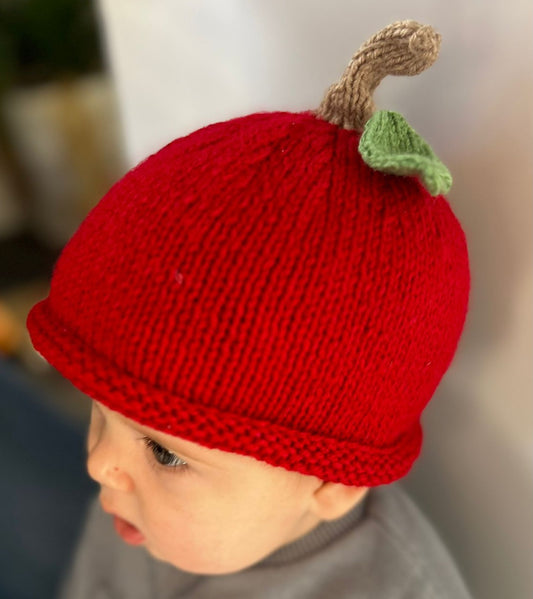 Hand knitted apple hat