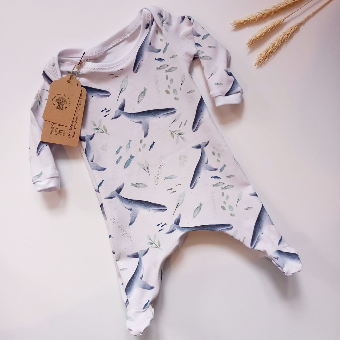 Footed sleepsuit (Whales)