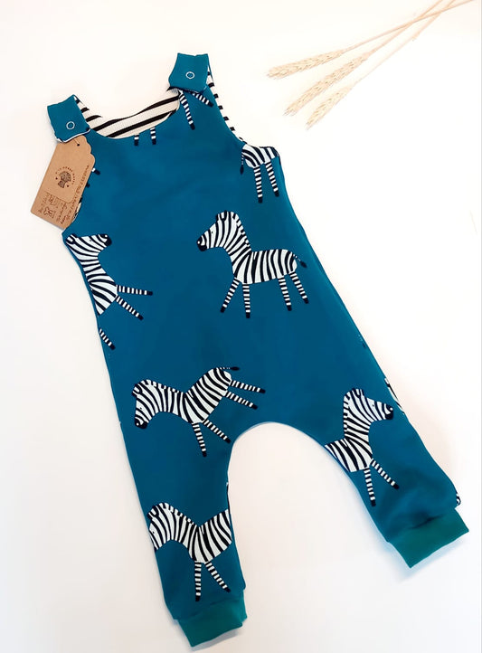 Zebra dungaree romper