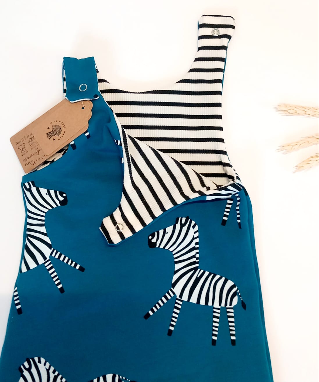 Zebra dungaree romper