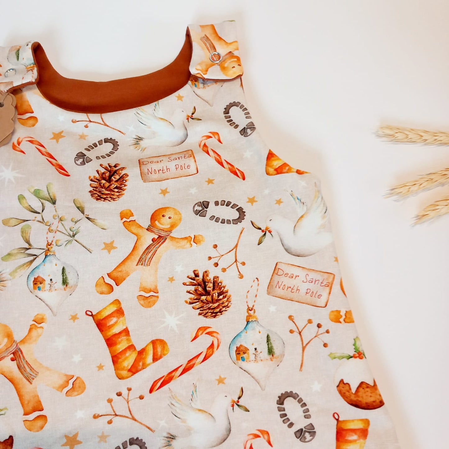 Gingerbread dungaree romper