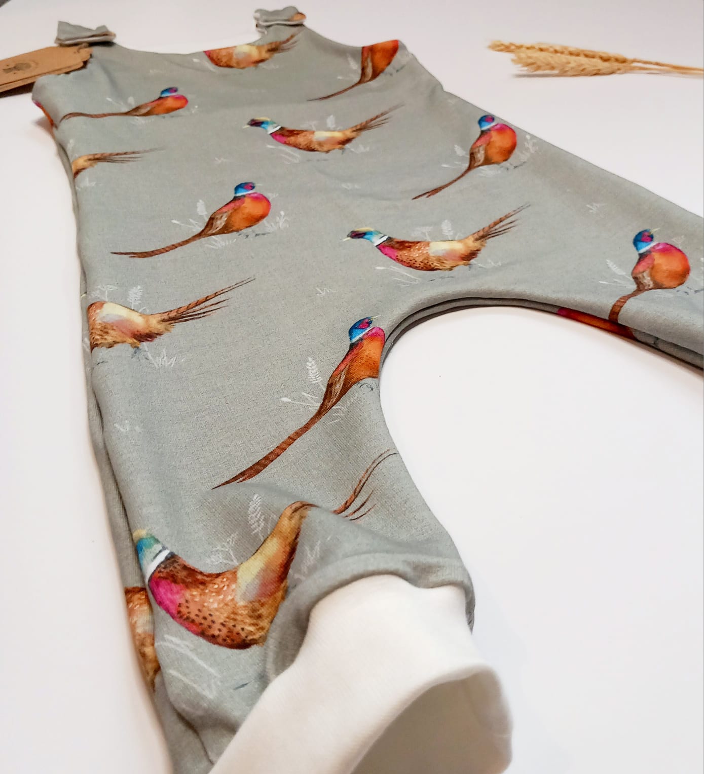 Pheasant dungaree romper