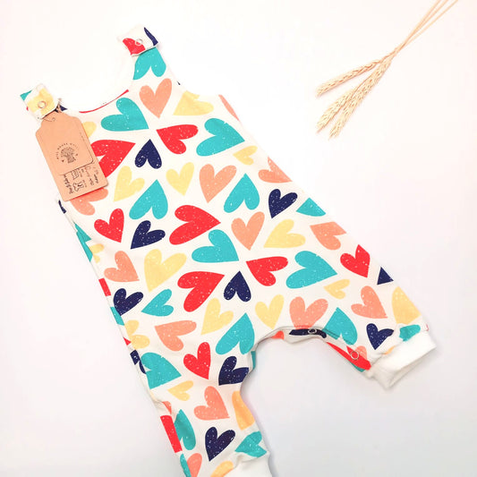 Hearts dungaree romper